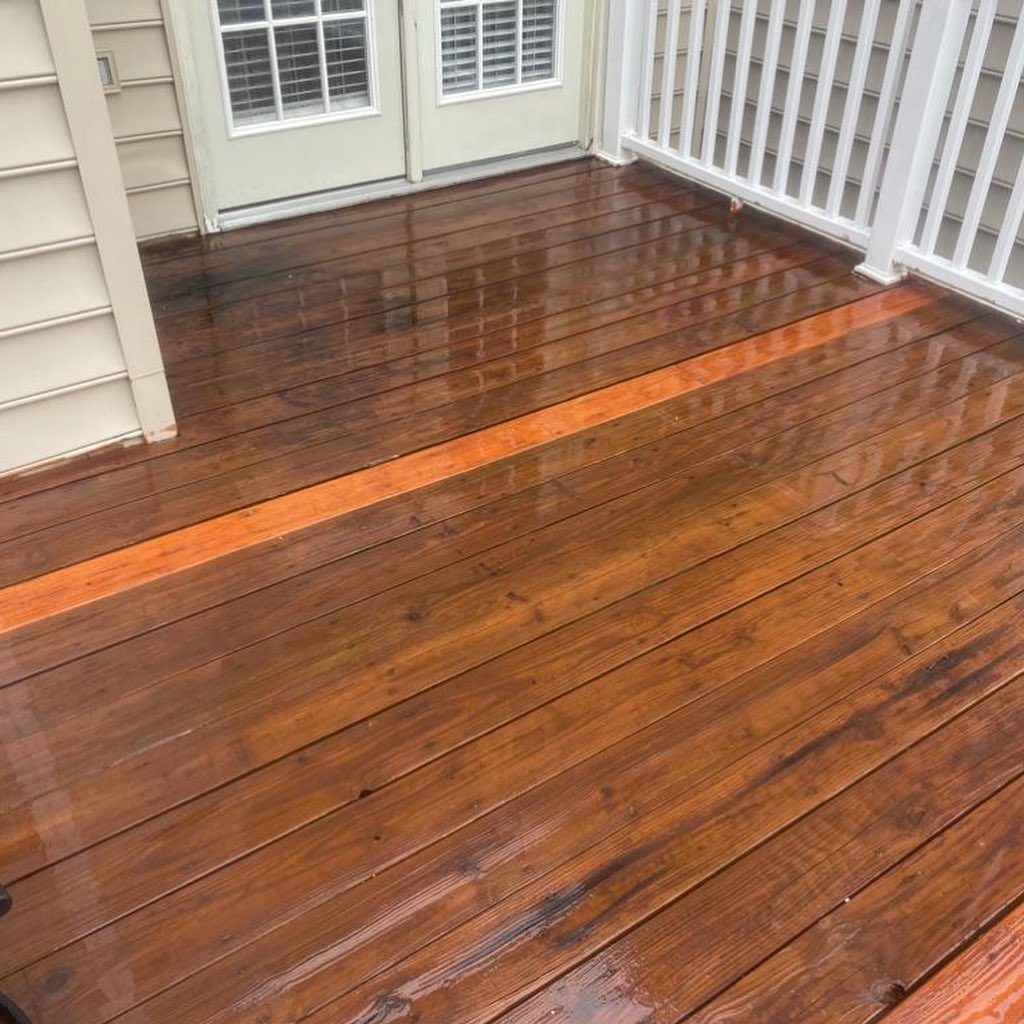 Clean residential deck after professional pressure washing by Ultra Wash Power Wash